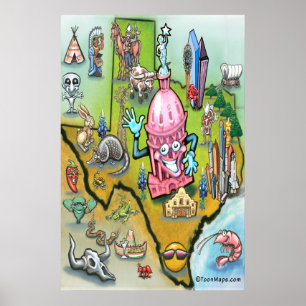 Austin TEXAS Karta Poster