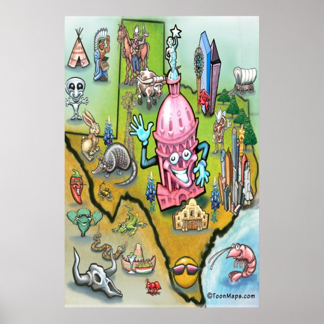 Austin TEXAS Karta Poster (Framsidan)