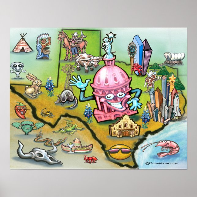 Austin TEXAS Karta Poster (Framsidan)