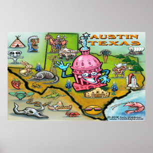 Austin TEXAS Karta Poster
