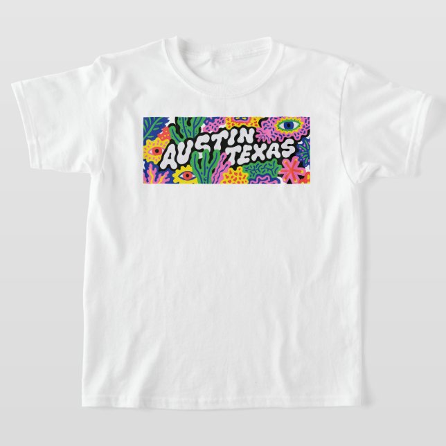Austin Texas Konstig Grafisk Floral T-shirt (Laydown)