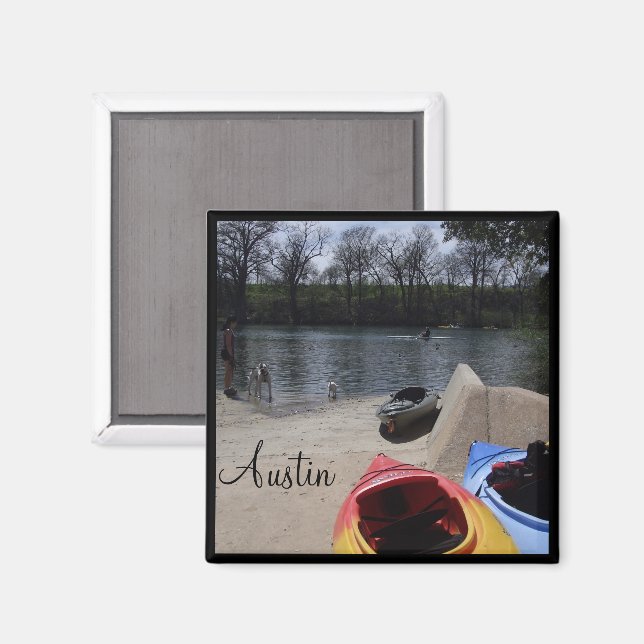 Austin Texas Ladybird Lake Kanotfärd Magnet (Front/Back)