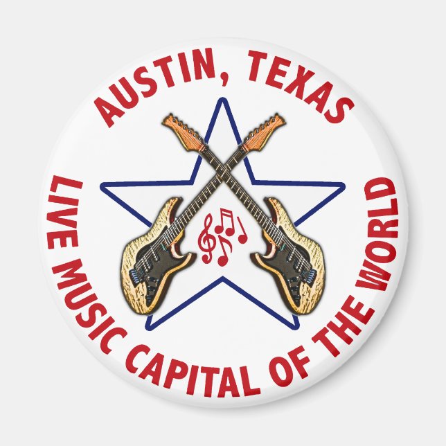 Austin, Texas Live Music Capital Magnet (Framsidan)