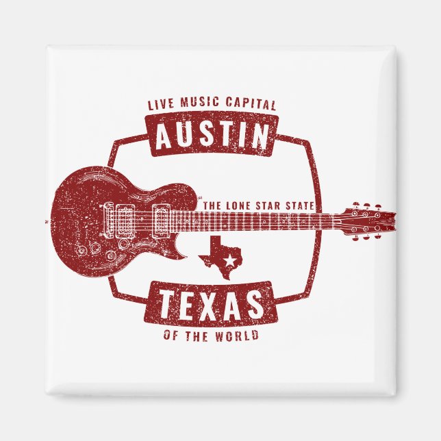 Austin Texas Live Music Guitar Magnet (Framsidan)