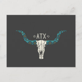 Austin Texas Long Horn Skull Southwest Mönster Vykort