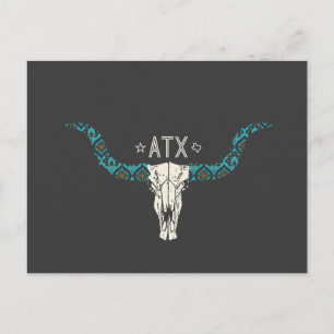 Austin Texas Long Horn Skull Southwest Mönster Vykort