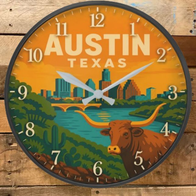Austin Texas Longhorn Riverfront Stor Klocka (Skapare uppladdad)