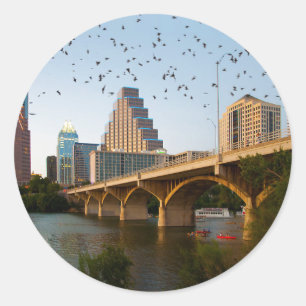 Austin, Texas med Fladdermöss Runt Klistermärke