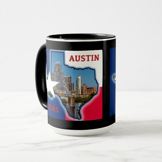 Austin, Texas med flagga, Mugg (Framsida vänster)