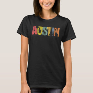 Austin Texas Music Wood Grain Distress T Shirt