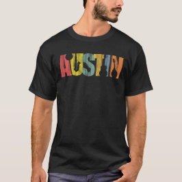 Austin Texas Music Wood Grain Distress T Shirt