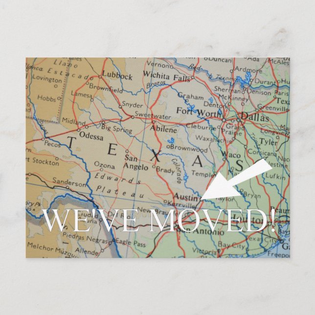 Austin, Texas Nya adress meddelande (Framsida)