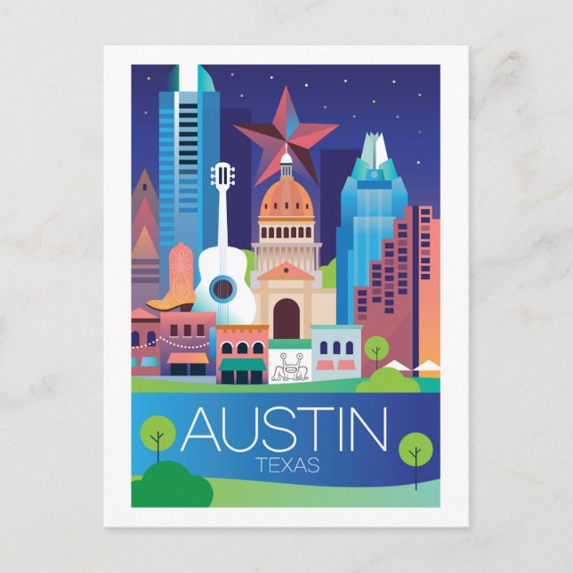 Austin, Texas Postcard Vykort (Framsida)
