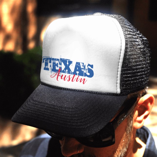 Austin Texas Red Blue Typography Keps (Skapare uppladdad)