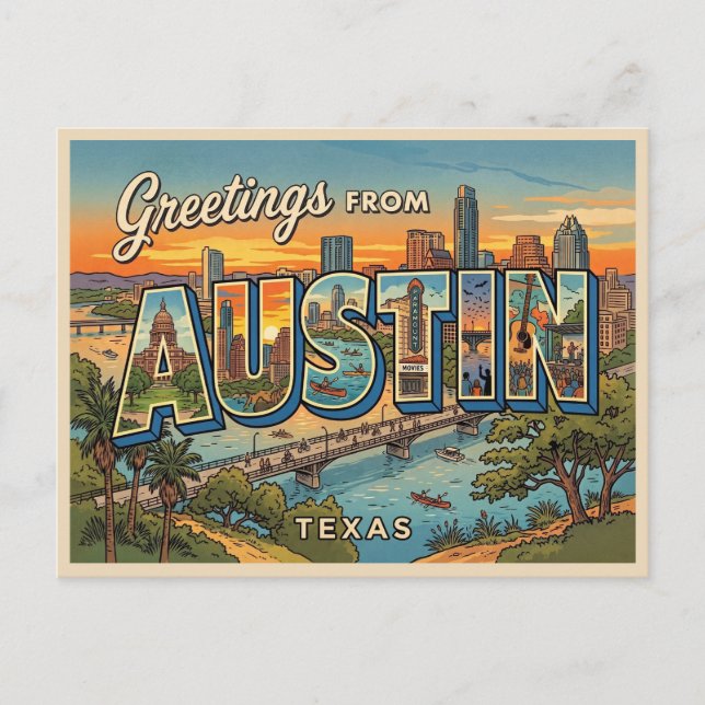 Austin Texas Resa Vykort (Framsida)