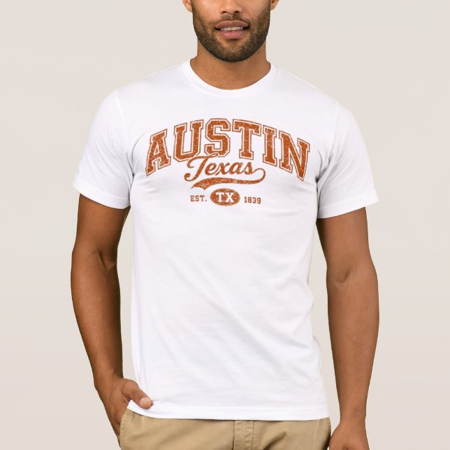 Austin Texas Retro Collegiate Varsity T Shirt (Framsida)