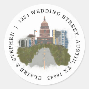 Austin Texas Returadress Runt Klistermärke