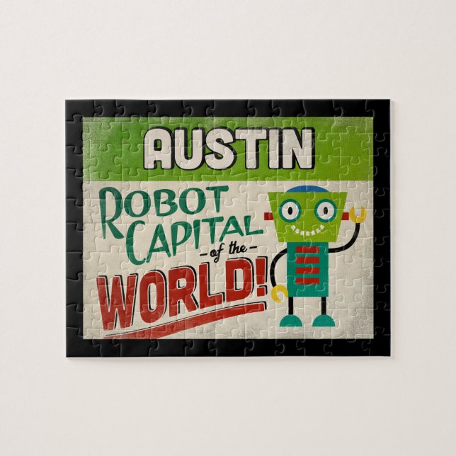 Austin Texas Robot - Funny Vintage Pussel (Horisontell)