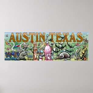 Austin Texas Roligt Art Poster
