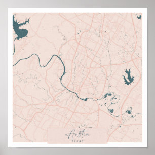 Austin Texas Rosa och Blue Cute Script Street Kart Poster
