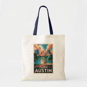 Austin Texas Siluett Resa Konst Vintage Tygkasse