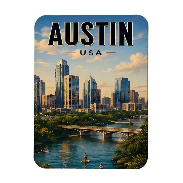 Austin Texas Siluett Resa Presenter Magnet (Vertikal)