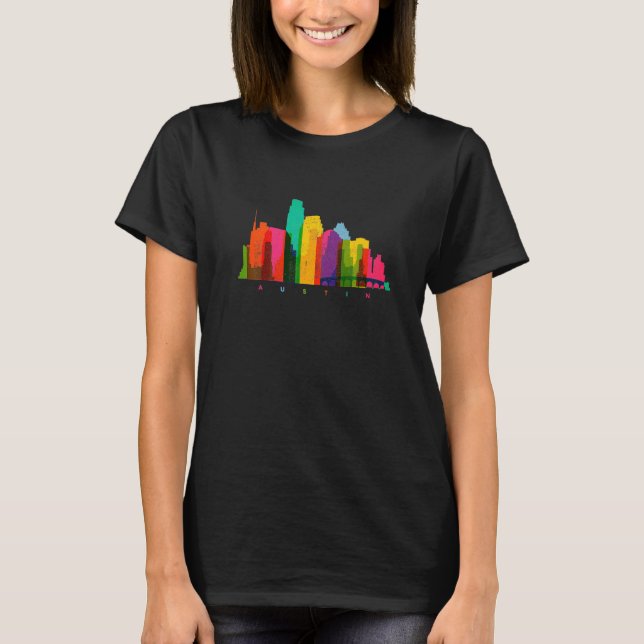 Austin Texas Skyline Colorful Austin TX T Shirt (Framsida)