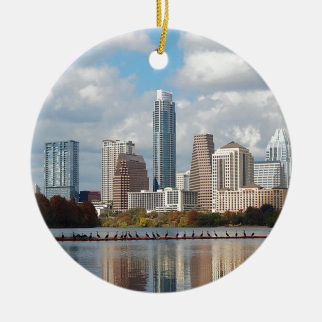 Austin Texas Skyline Julgransprydnad Keramik (Framsidan)