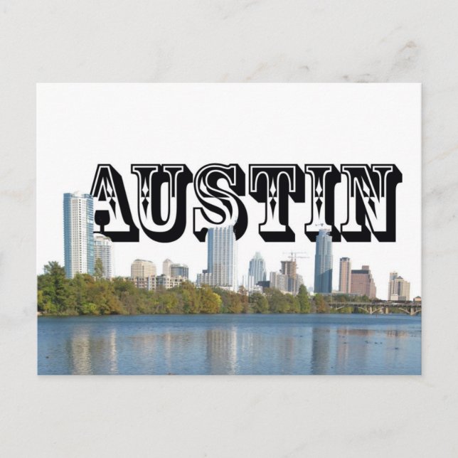 Austin Texas Skyline med Austin i Himlar Vykort (Framsida)