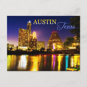 Austin, Texas Skyline på natten Vykort