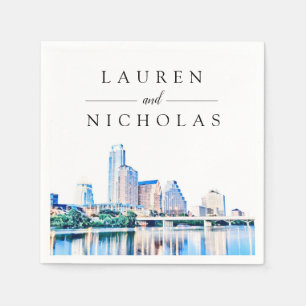 Austin Texas Skyline Personlig Bröllop Napkins Pappersservett
