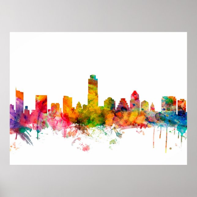 Austin Texas Skyline Poster (Framsidan)