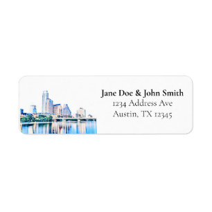 Austin Texas Skyline Returetiketters Returadress Etikett