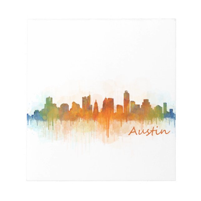 Austin Texas skyline Watercolor v3 Anteckningsblock (Framsida)