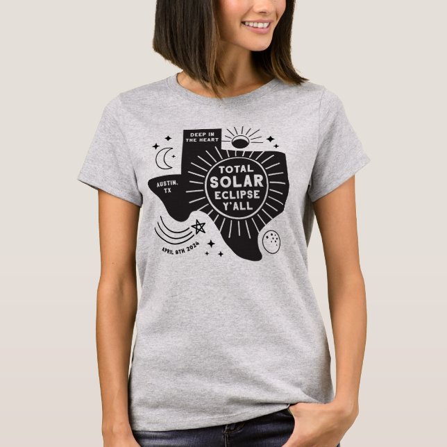 Austin Texas Solar Eclipse T-Shirt (Framsida)