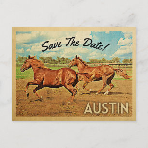 Austin Texas Spara Datum Hästar Meddelande Vykort