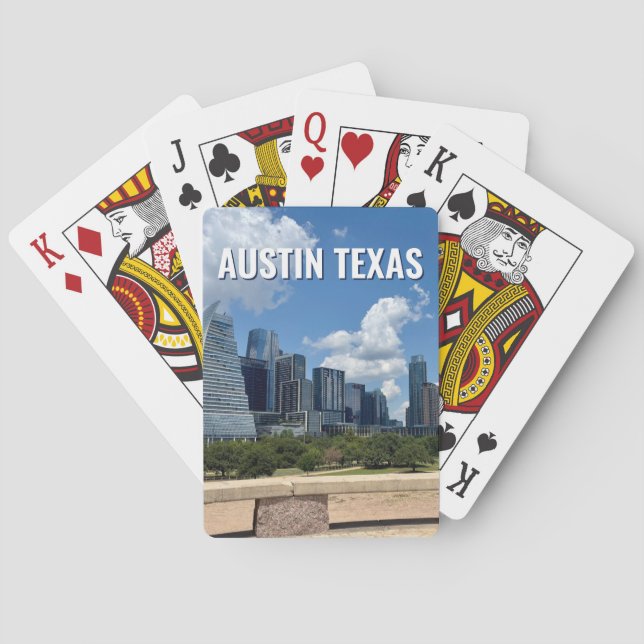 Austin Texas Stadens Siluett Fotografi Casinokort (Baksidan)
