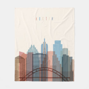 Austin Texas stadshorisont Fleecefilt