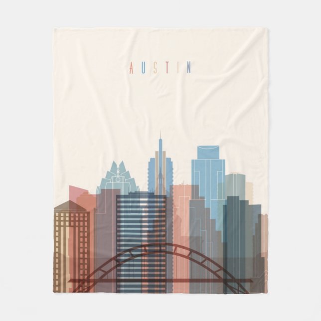 Austin Texas | stadshorisont Fleecefilt (Framsidan)