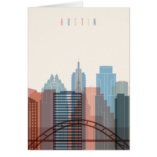 Austin Texas | stadshorisont Hälsningskort (Framsidan)