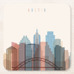 Austin Texas stadshorisont Underlägg Papper Kvadrat