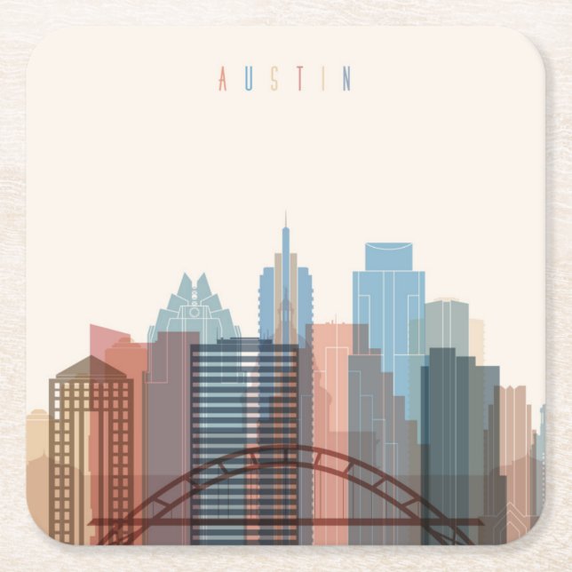 Austin Texas | stadshorisont Underlägg Papper Kvadrat (Framsidan)