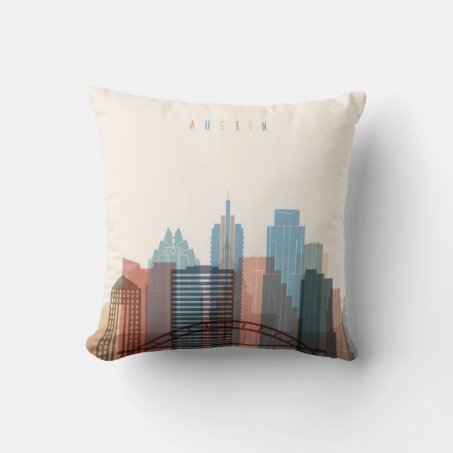 Austin, Texas | Stadssilhuett Kudde (Framsida)