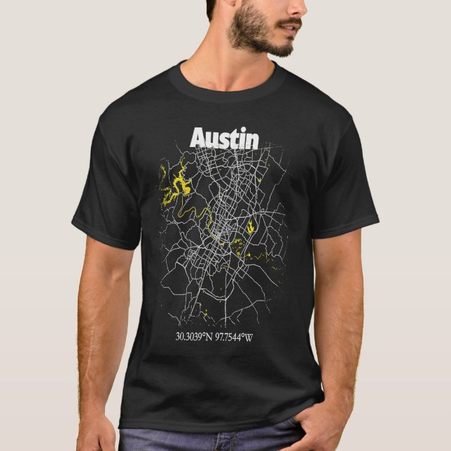 Austin Texas Street Map Hometown Pride Souvenir T Shirt (Framsida)