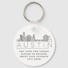Austin, Texas Stylized Skyline | Anpassningsbar Sl Nyckelring