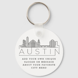 Austin, Texas Stylized Skyline Anpassningsbar Slo Nyckelring