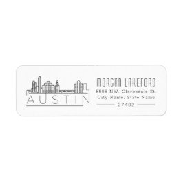 Austin, Texas Stylized Skyline | Returadress Etikett