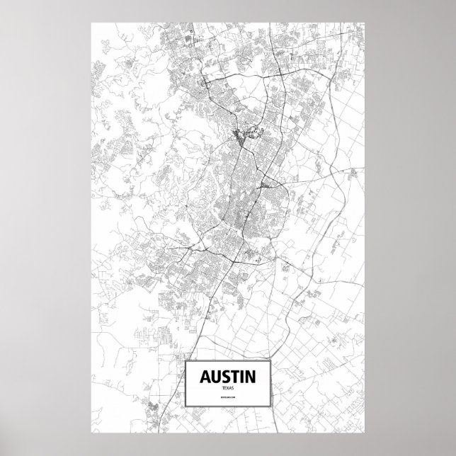 Austin, Texas (svart på vitt) Poster (Framsidan)