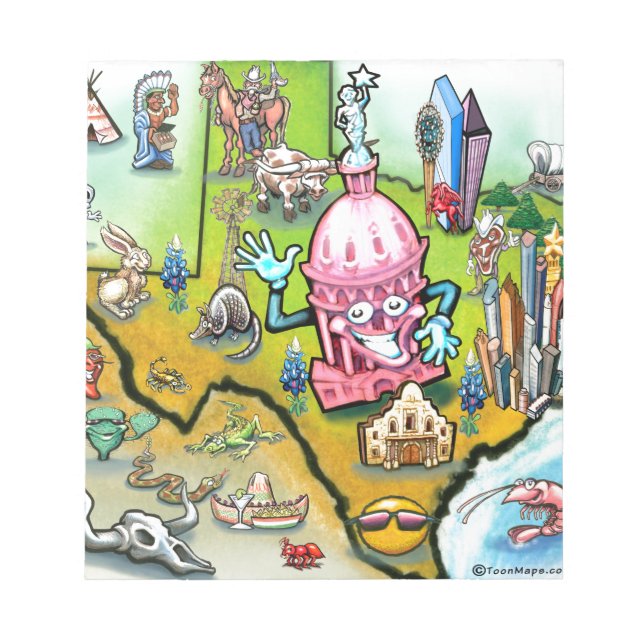 Austin Texas Tecknad Karta Anteckningsblock (Framsida)