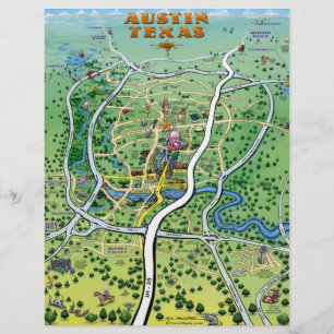 Austin Texas Tecknad Karta Flyer